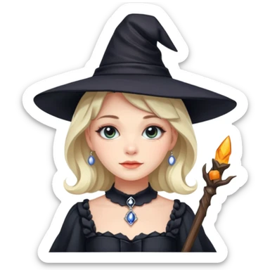 Cute pretty witch wearing Chanel dress  sticker