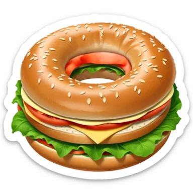 Bagel Sandwich in 5–20° gentle bird’s-eye angle sticker