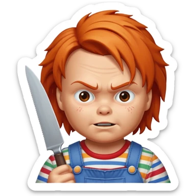 Un emojin de chuky effrayant avec un couteau à la main  sticker
