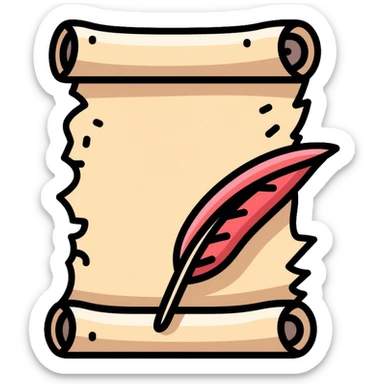 medieval parchment document with quill pen sticker