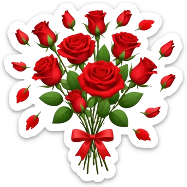 bouquet of red roses with some petals falling sticker