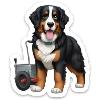 Bernese mountain dog hiking carting sticker