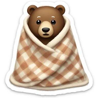 bear cozy in blanket sticker