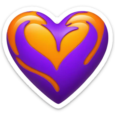 Orange heart with purple heart sticker