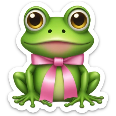 frog wearing pink ribbon bow sticker