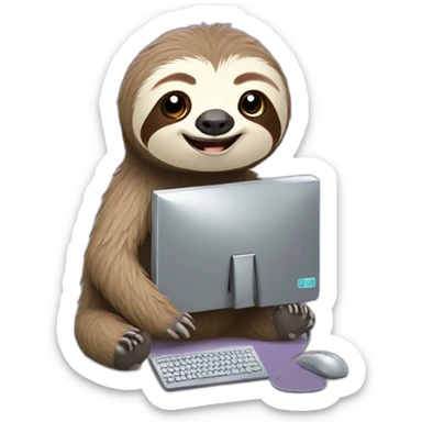 Cute sloth with computer sticker