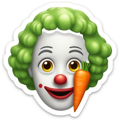 Clown with a carrot in the mouth sticker
