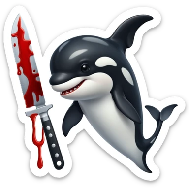 orca holding a bloody knife sticker
