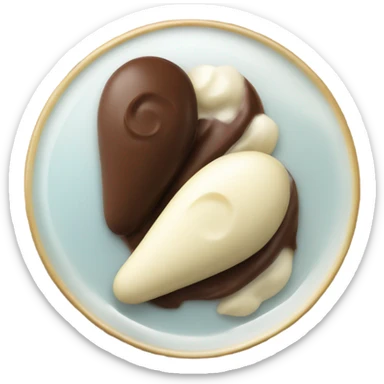 Chocolate and vanilla quenelle on glass plateemoji sticker