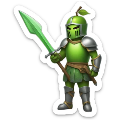 green apple knight with a spear in hand sticker