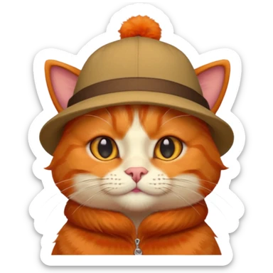 Red cat with hat sticker