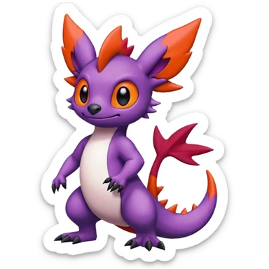 Cute adorable Stitch-Salandit-Noibat-Zangoose-fusion, full body sticker