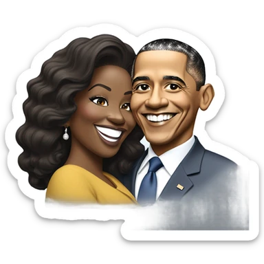 Barack Obama kissing Oprah  sticker