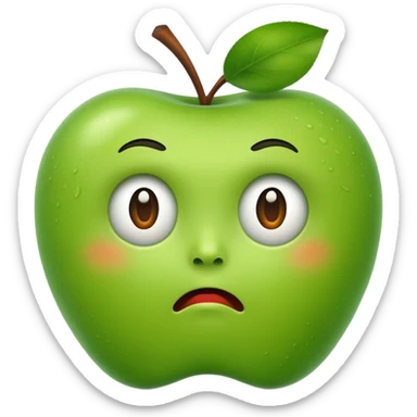 Apple emoji style but face is mild disgust but curious at the same time  sticker
