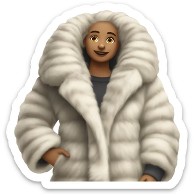 fur winter coat product, clothes, isolated sticker