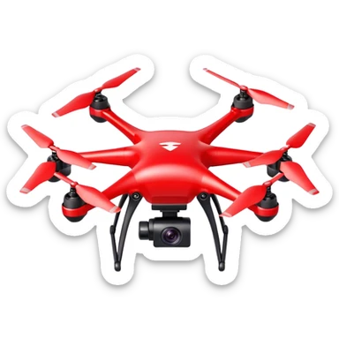 red drone with camera sticker