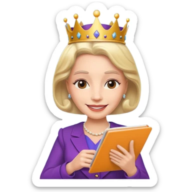 The Queen holding a notepad sticker