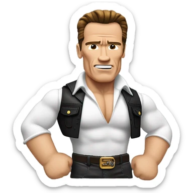 Arnold Schwarzenegger with German leather Parts sticker