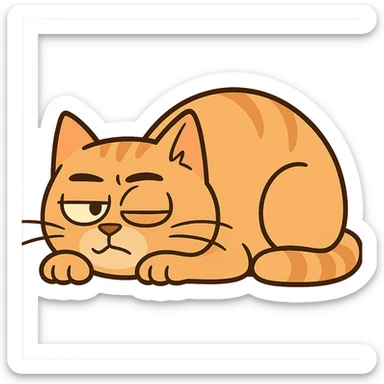 cat pretending to sleep but peeking sticker