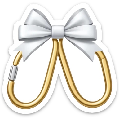 one gold paper clip with a white bow in the middle sticker