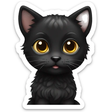 Black fur cat
Big eyes
Cute tail
Braided hair
Small ears sticker