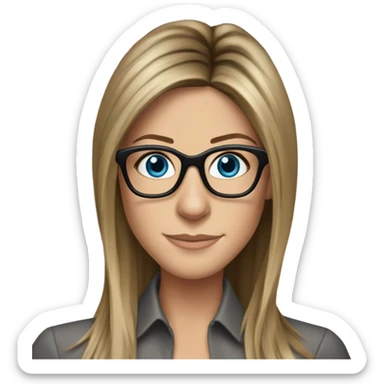 brunette elegant Jennifer Aniston wearing glasses and blue eyes  sticker