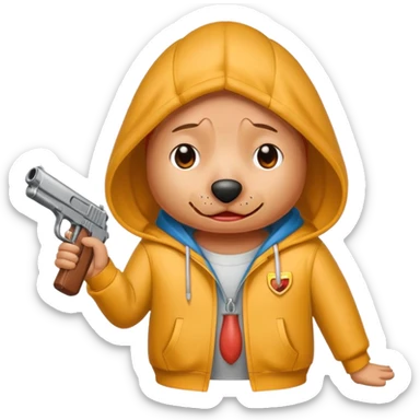 Hot dog with a hoodie with a gun to its head while crying sticker