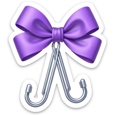 one silver paper clip with a purple bow in the middle sticker