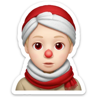 плюшеве личко, шарф до носа, температура, червоний ніс, хвороба sticker