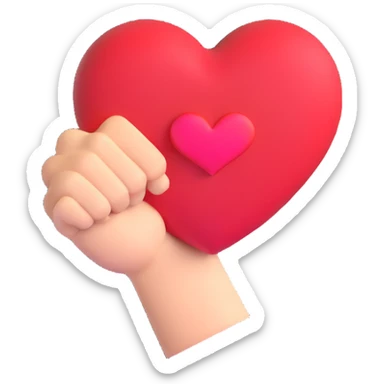 fist icon with a small heart floating above it sticker