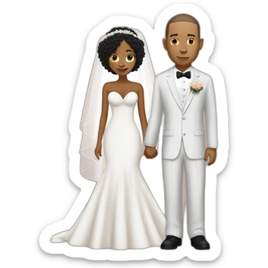 Eminem getting married with a brown girl with curly hair  sticker