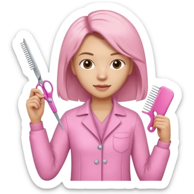 hairdresser with light pink clothes sticker