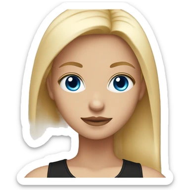 Girl with blue eyes and blonde straight hair with a black tank top  sticker