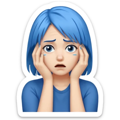 Facepalm woman with blue hair sticker