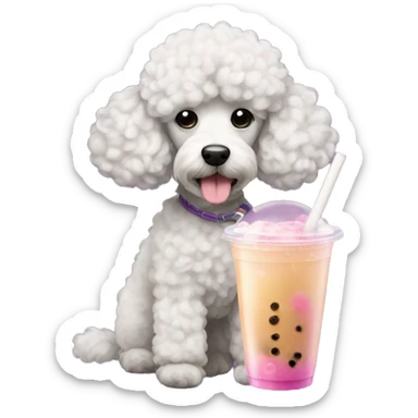 poodle dog with bubble tea sticker