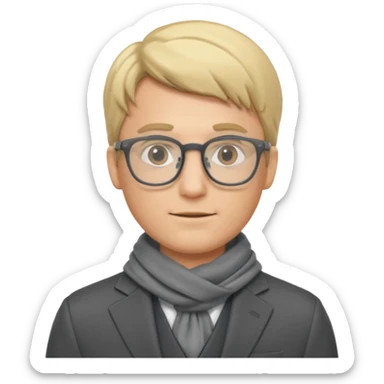 gray scarf male blond hair with suit glasses sticker