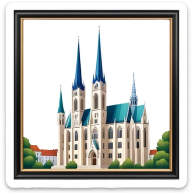 Zagreb Cathedral Landmark Emoji – Depicting its Gothic architecture and twin spires. sticker