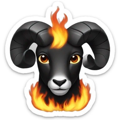 black Ram with fire horns  sticker