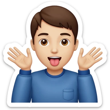 Tongue out with hands to the side  sticker