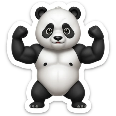 I want something like floppy bird but panda with muscles sticker