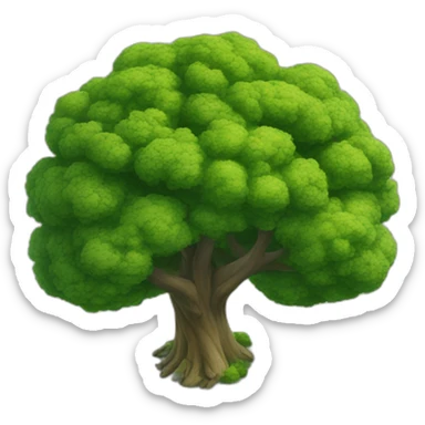 Tree as seen from the sky, looked down from the top, simplified and photorrealistic sticker
