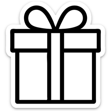 white present, subtle shadow, minimalistic icon style sticker