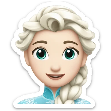 un pato inspirado en Elsa de Frozen. El pato debe tener un cuerpo azul con detalles blancos y una cabeza blanca, así como una trenza similar a la de Elsa. sticker