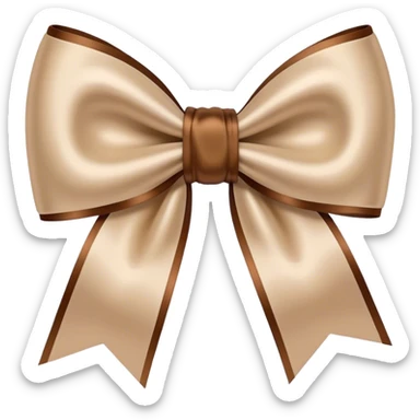 Beige satin brown bow sticker