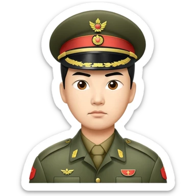 serious asian photorealistic china soldier sticker