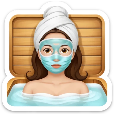 Lady with face mask spa beauty full face relaxing sticker