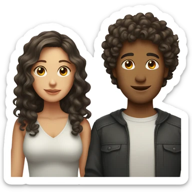 Guy with curly hair and brunette girl sticker