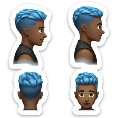 Low taper fade blue hair sticker