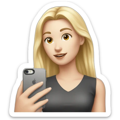 white girl making a selfie with phone sticker