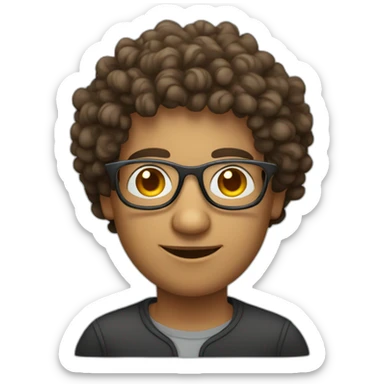 latin person with circular glasses curly hair software developer sticker